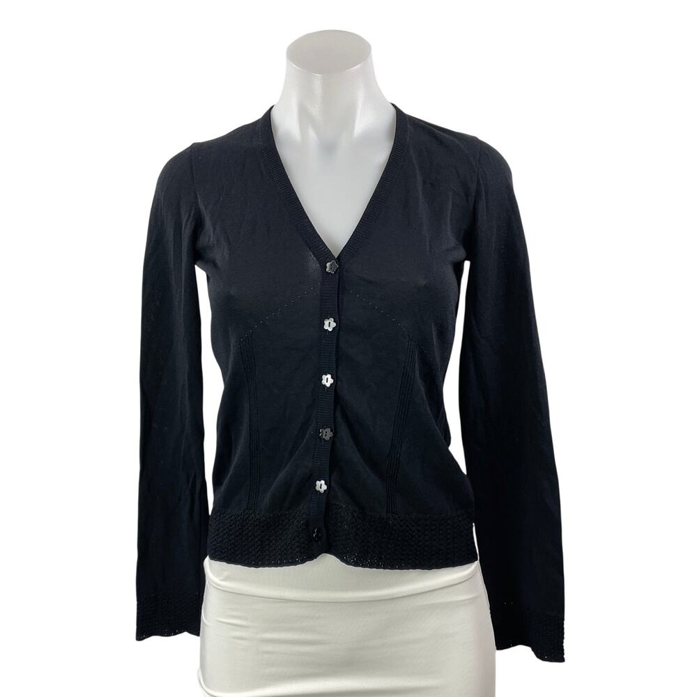 Moschino Women's Black Long Sleeve V Neck Button Down Cardigan Sweater Size S/M